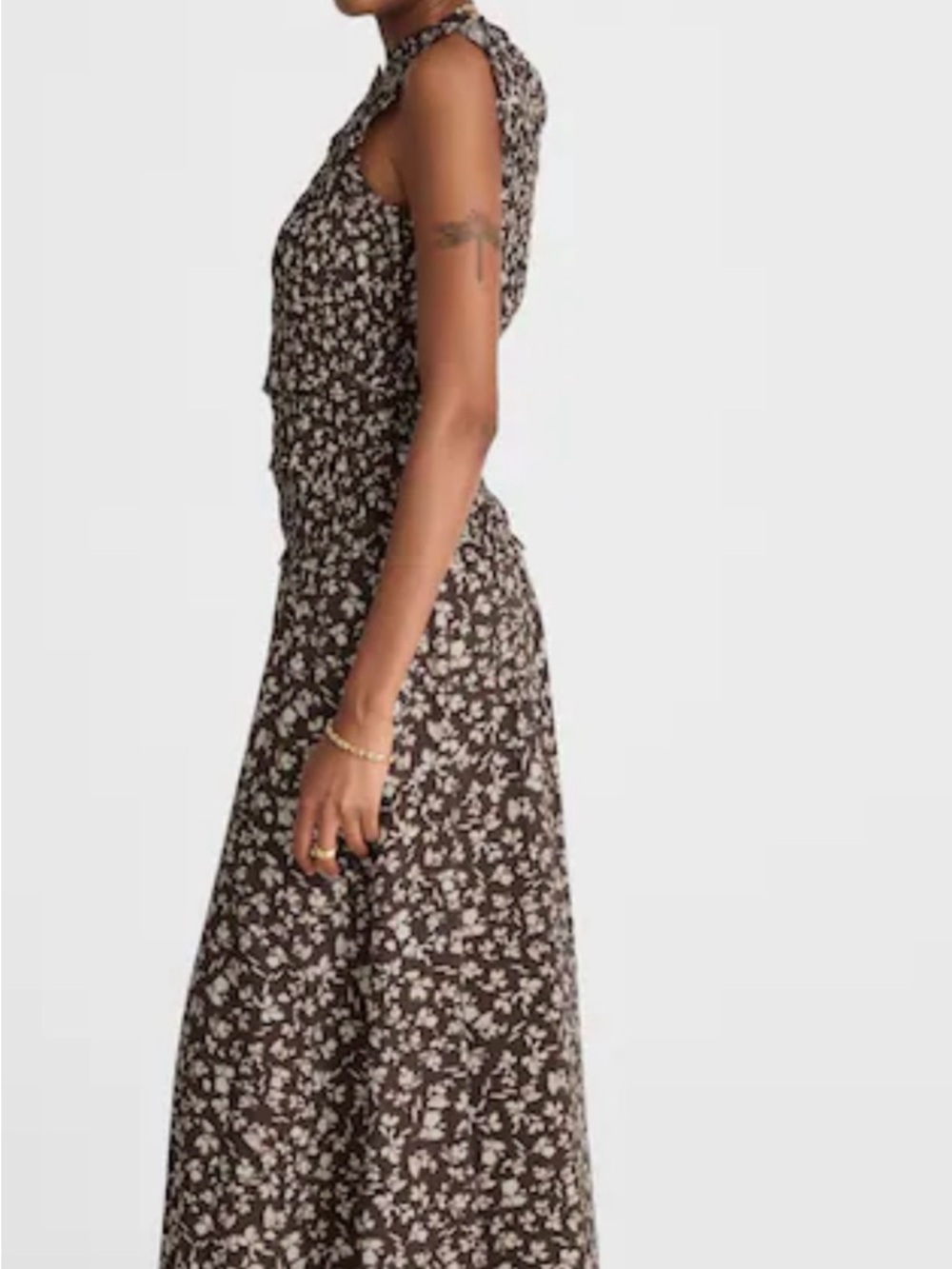 Mavi Brown Floral Maxi Dress with Smocked Waist - Picture 2 of 4
